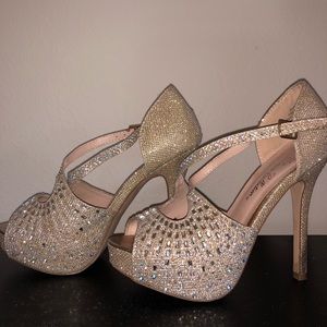 Gold and silver sparkly heels